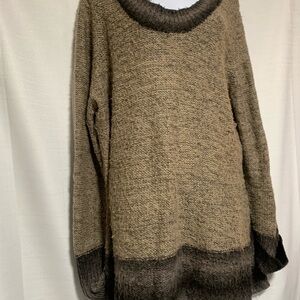Vntg 22-24 W Grunge Dress Wool-Blend,Sweater Cozy,Two-Tone,Soft, Cuffed Sleeves